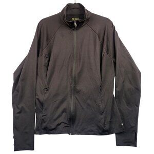 Tek Gear Womens Black Workout Jacket XL Reflective Waist Drawcord Poly Spandex